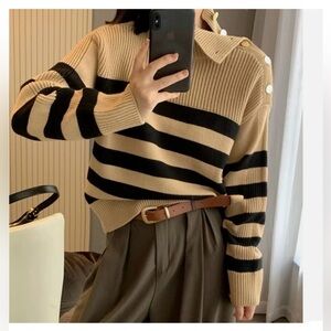Brand new Cos striped wool sweater with gold button embellishment
